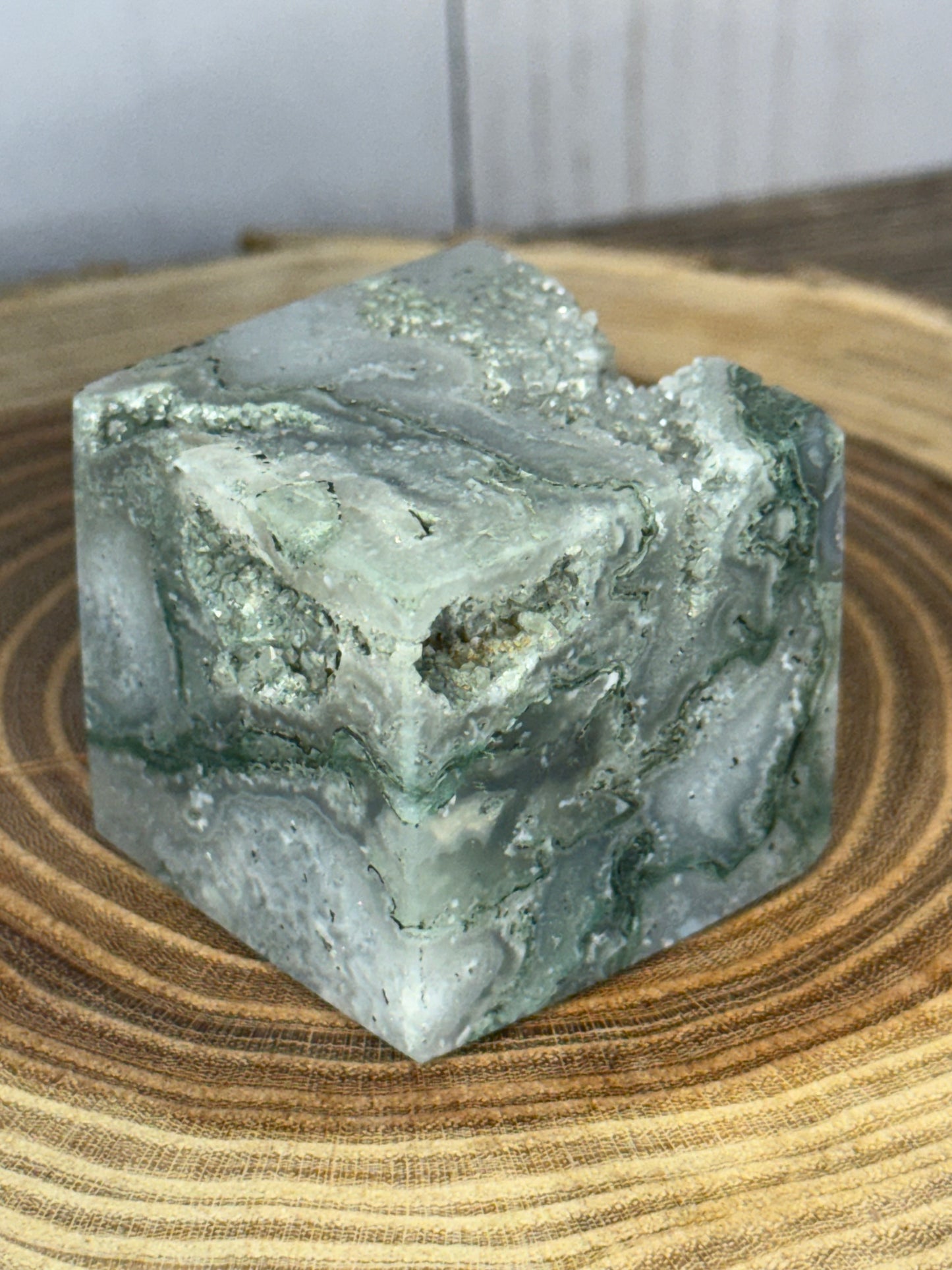 Moss Agate Squares/ Cubes