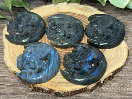 Pegasus and Moon Labradorite Carving