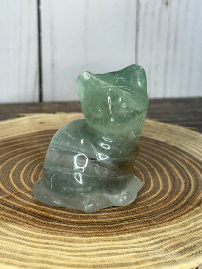 Cat Carvings Green Fluorite