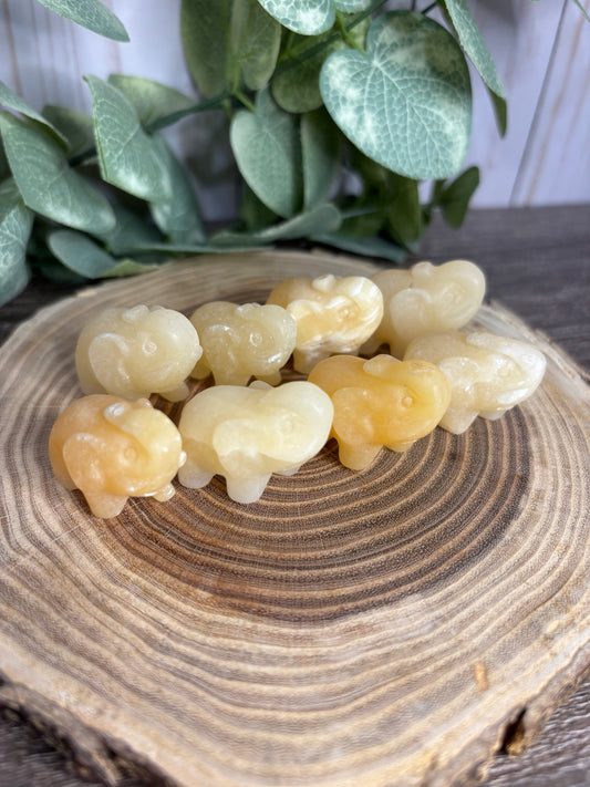 Elephant Crystal Carving - Orange Calcite Small