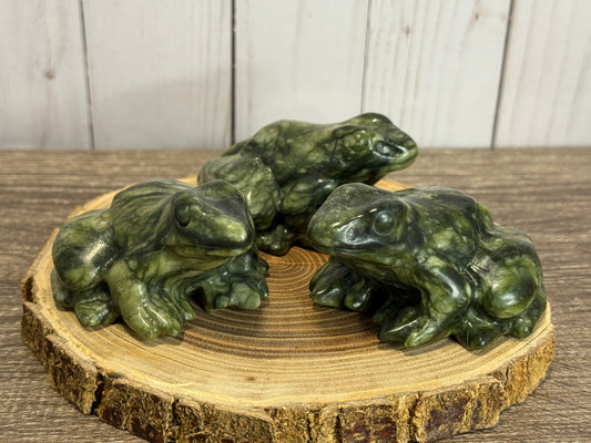 Frog Carvings - Green Jade
