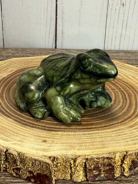 Frog Carvings - Green Jade
