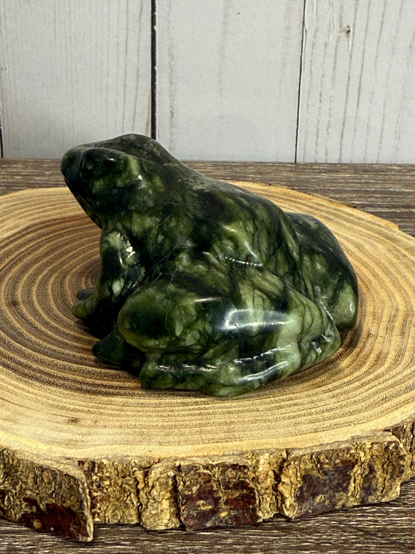 Frog Carvings - Green Jade