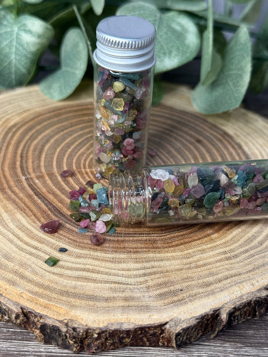 Watermelon Tourmaline Crystal Chip Bottle