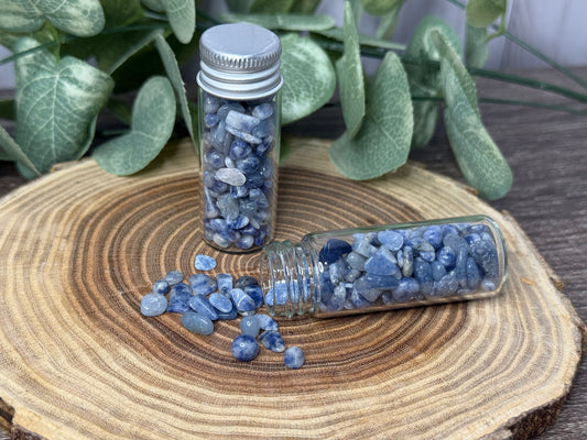 Blue Spot Dot Jasper Crystal Chip Bottle