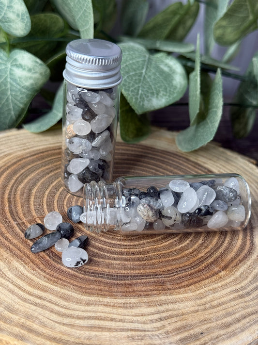 Tourmalated Quartz Crystal Chip Bottle
