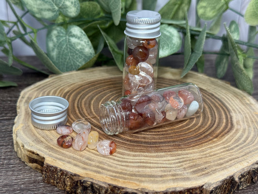 Fire Quartz Crystal Chip Bottle