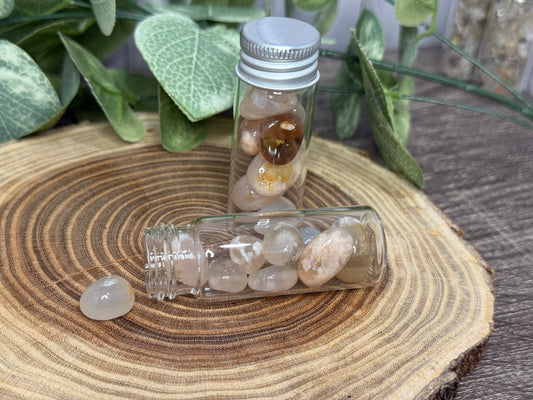 Flower Agate Crystal Chip Bottle