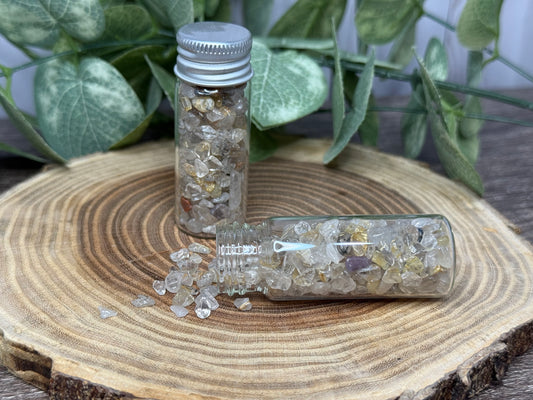 Golden Rutile Crystal Chip Bottle