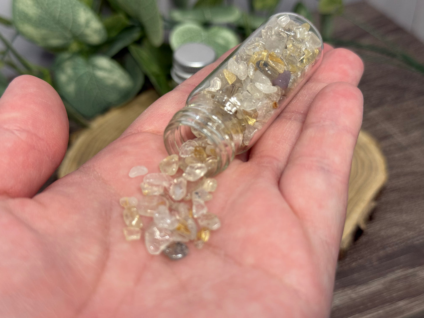 Golden Rutile Crystal Chip Bottle
