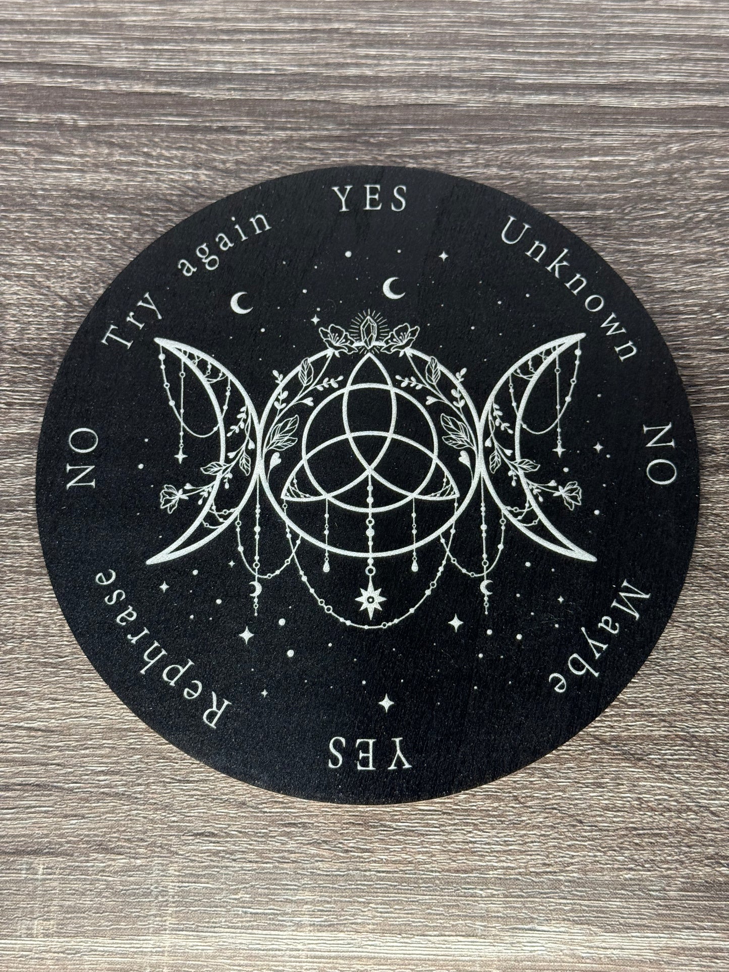 Pendulum Board -  Triple Moon, Flowers, Jewels - double sided