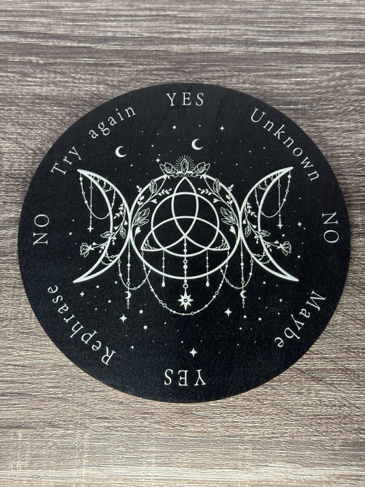 Pendulum Board -  Triple Moon, Flowers, Jewels - double sided