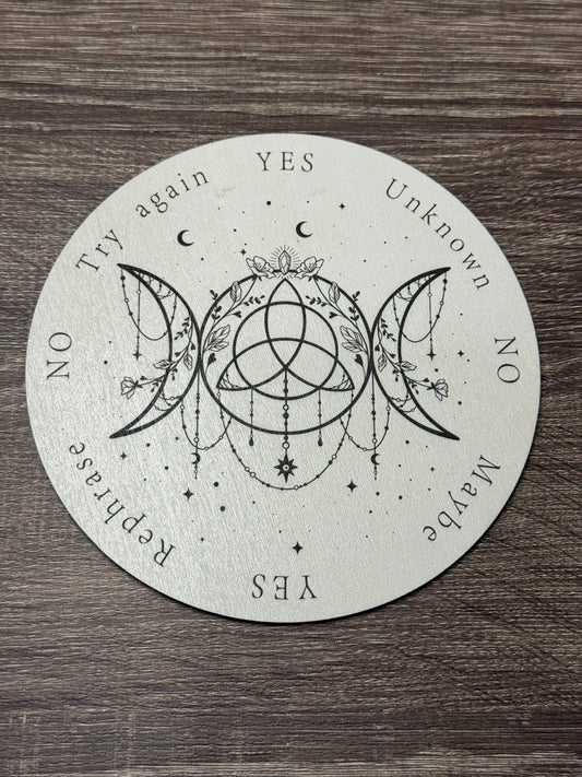 Pendulum Board -  Triple Moon, Flowers, Jewels - double sided