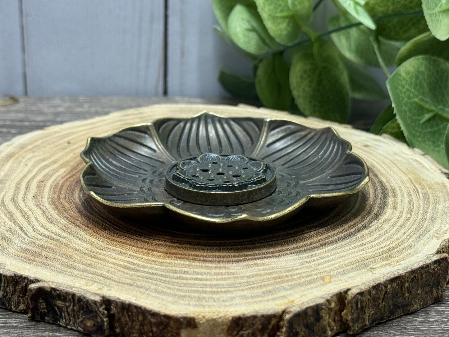 Flower Incense Burner & Ash Catcher (large) - Alloy Black/Copper