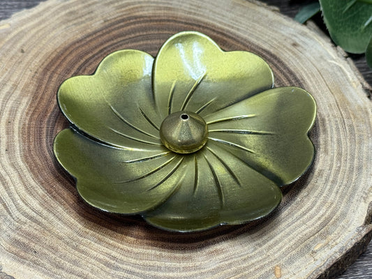 Flower Incense Burner & Ash Catcher (large) -Gold