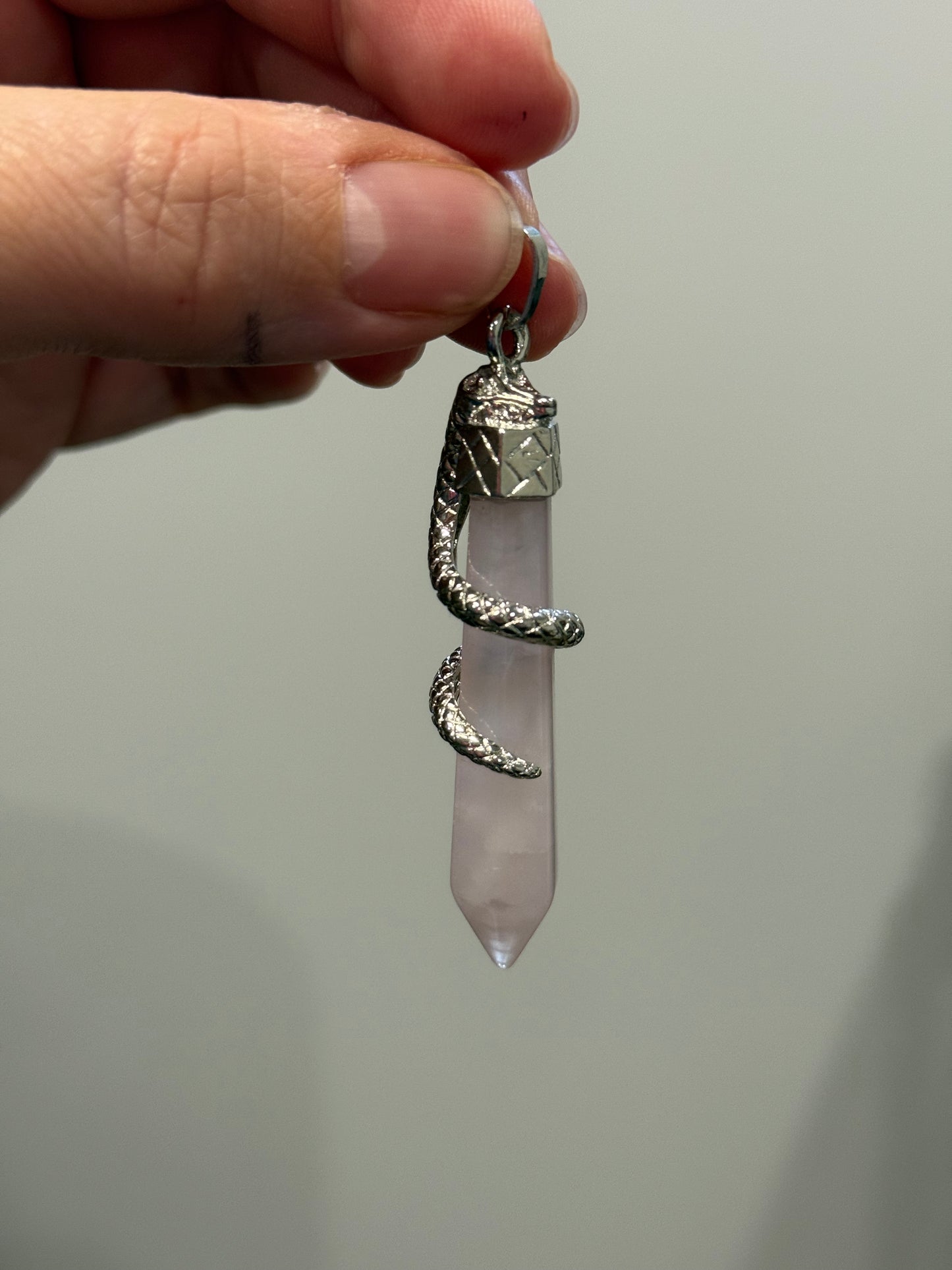 Snake Pendant Rose Quartz