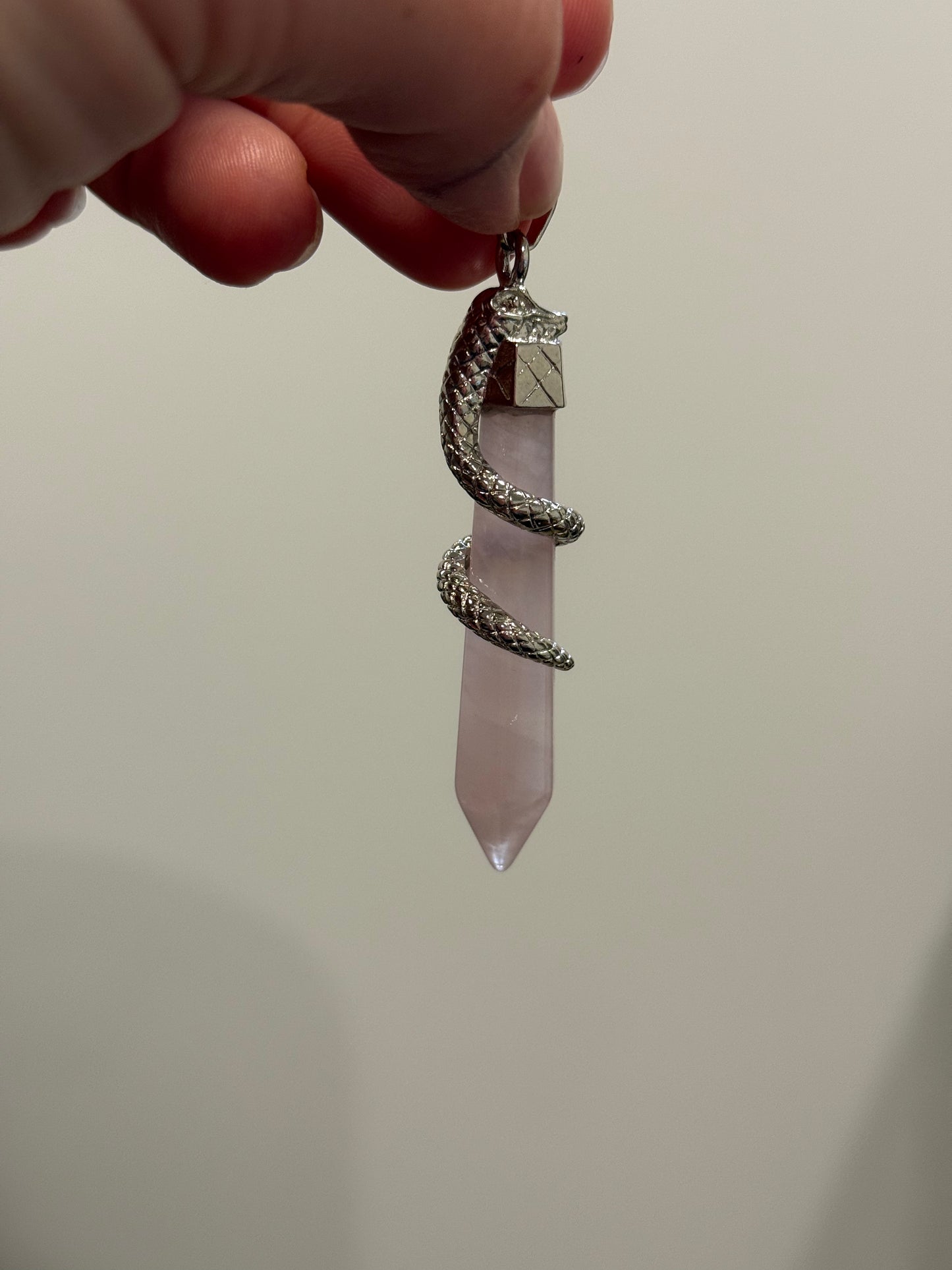 Snake Pendant Rose Quartz