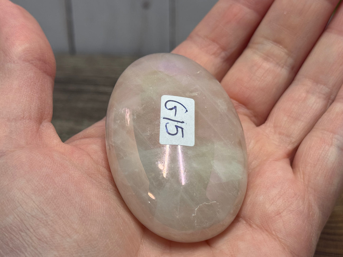 Aura Rose Quartz Palm Stone