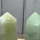 Misfit Pistachio Calcite Towers - chipped tips