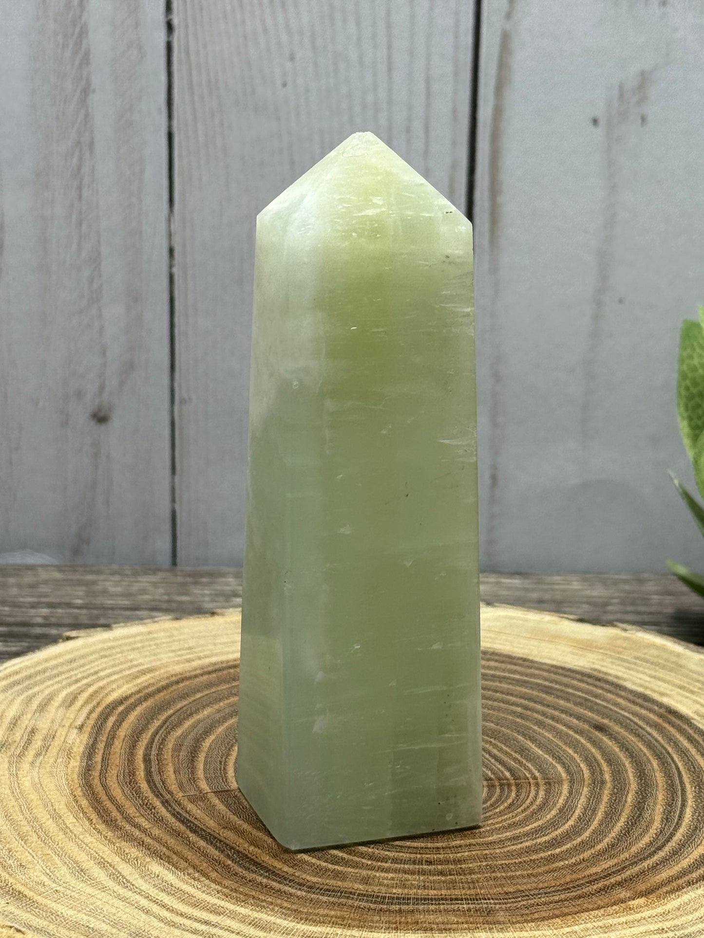 Misfit Pistachio Calcite Towers - chipped tips