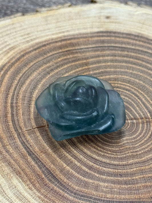 Misfit Fluorite Rose Carvings - chipped