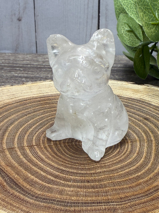 Misfit Clear Quartz Frenchie Dog