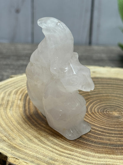 Misfit Rose Quartz Squirrel Carvings - chipped ear
