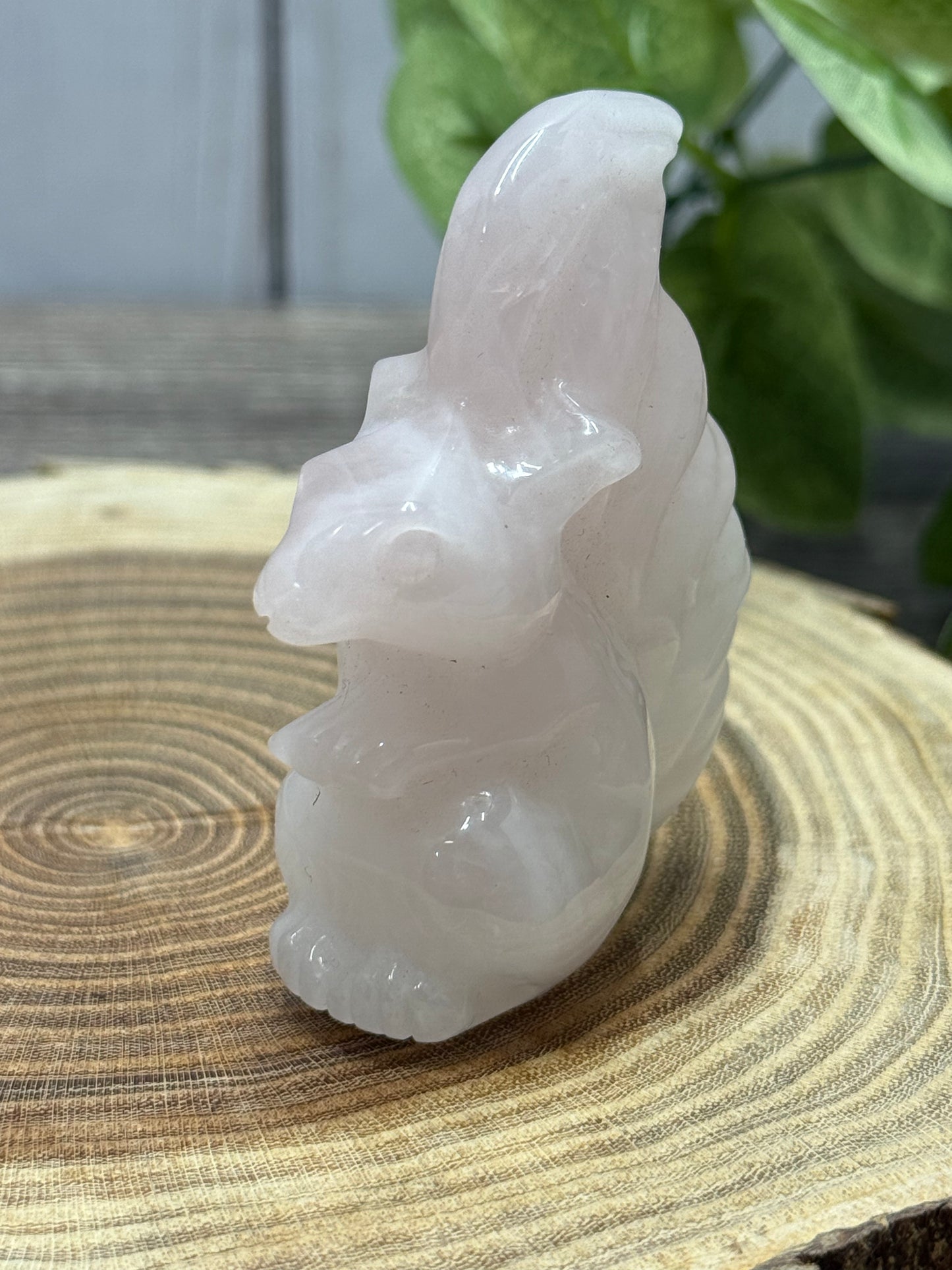 Misfit Rose Quartz Squirrel Carvings - chipped ear