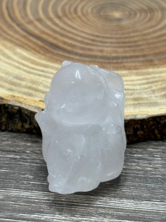 MISFIT Nine Tailed Fox Rose Quartz -chipped + won't stand