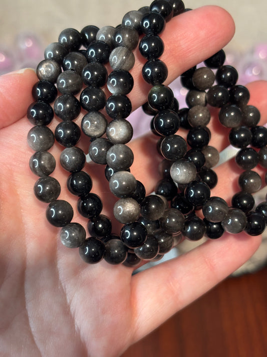 Silver Sheen Obsidian - Bracelet 8 mm