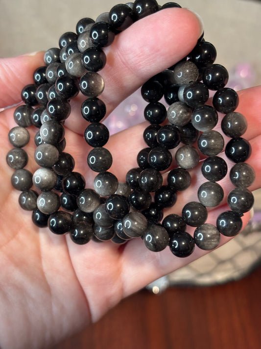 Silver Sheen Obsidian - Bracelet 8 mm