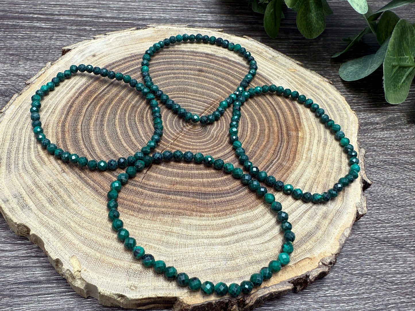 Moss Agate - Faceted Bracelet 4 mm