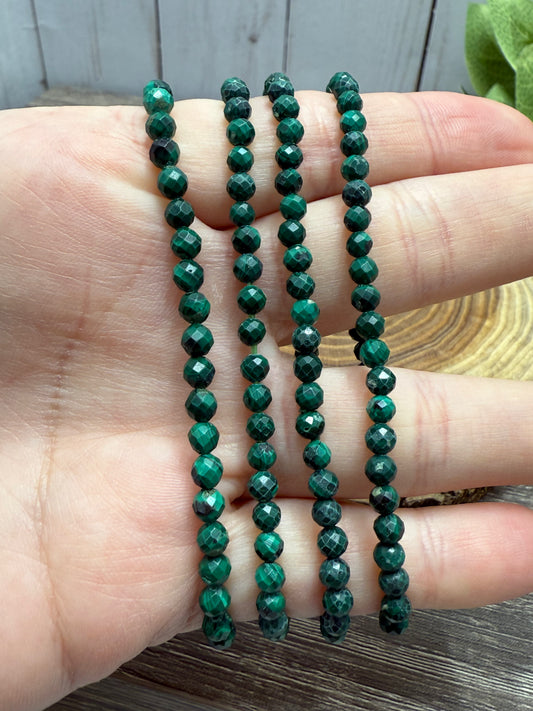 Moss Agate - Faceted Bracelet 4 mm