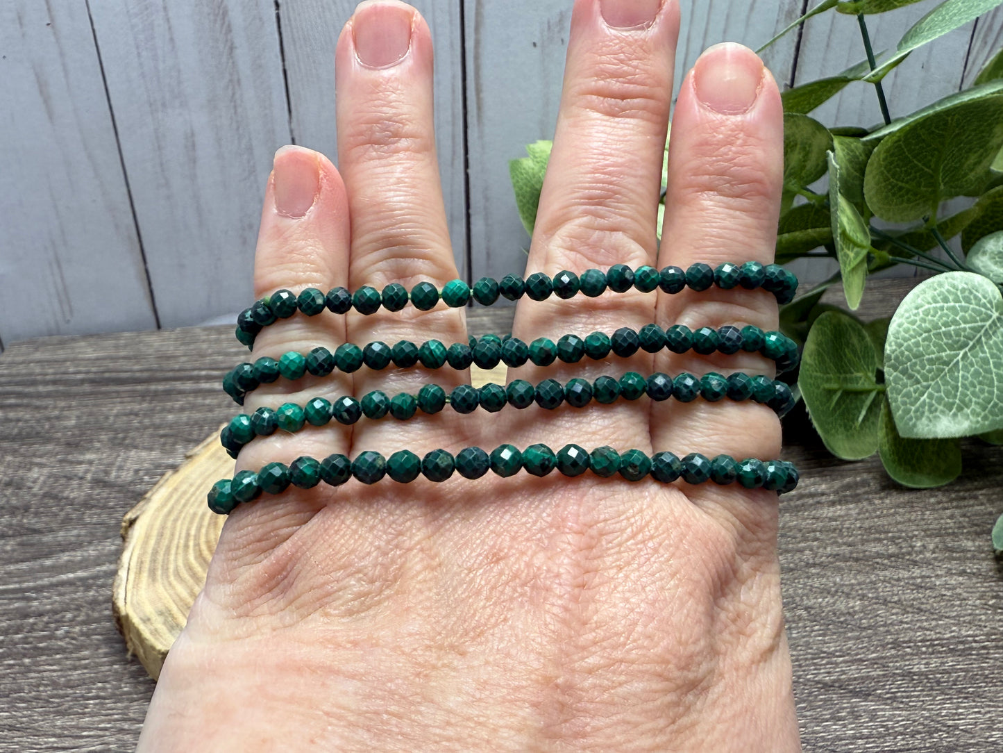 Moss Agate - Faceted Bracelet 4 mm