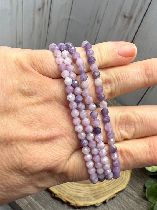 Lepidolite - Faceted Bracelet 4 mm