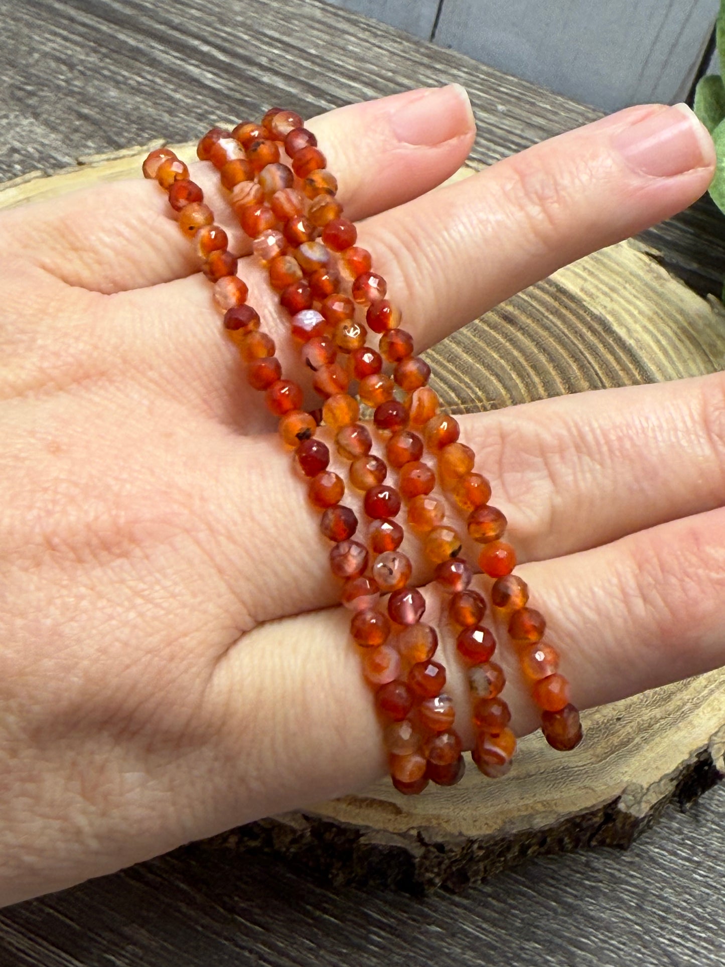 Carnelian - Faceted Bracelet 4 mm