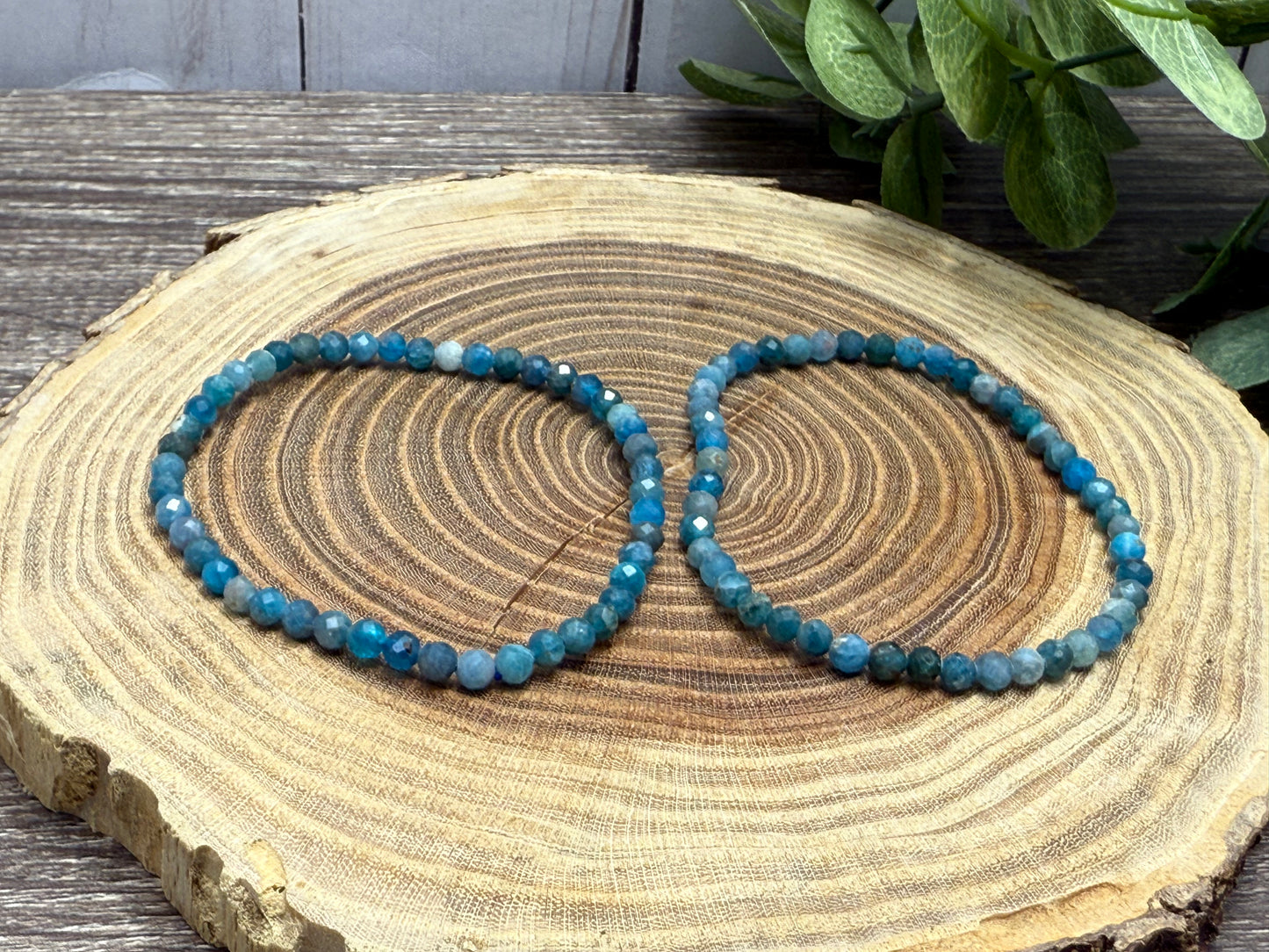 Blue Apatite - Faceted Bracelet 4 mm
