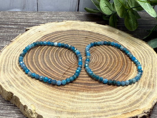 Blue Apatite - Faceted Bracelet 4 mm