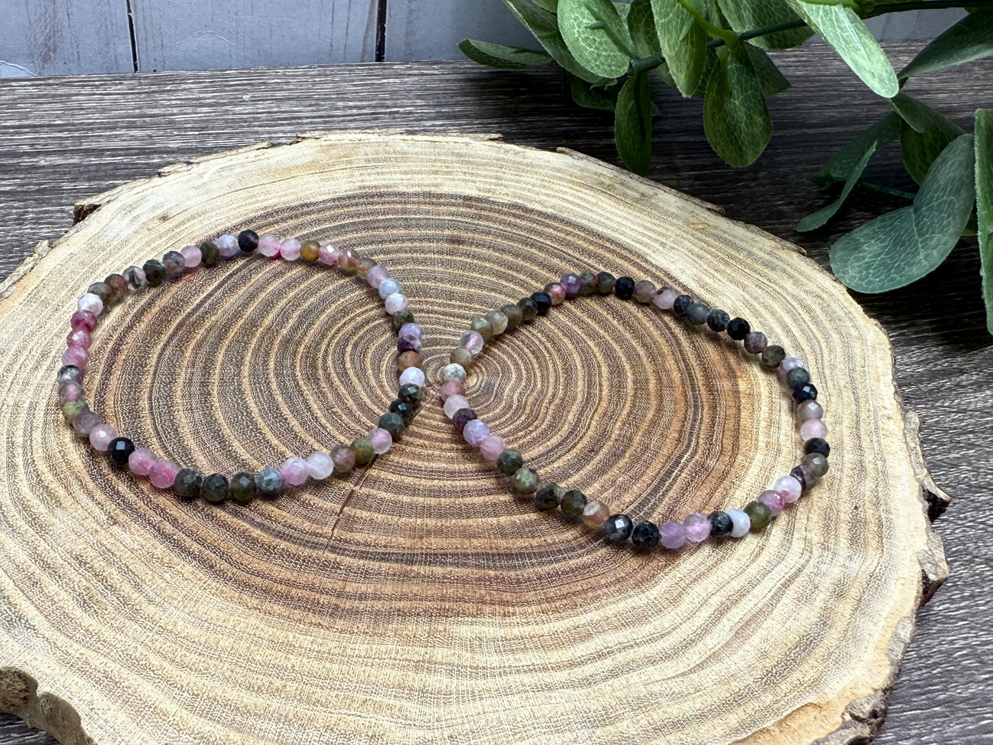 Watermelon Tourmaline - Faceted Bracelet 4 mm