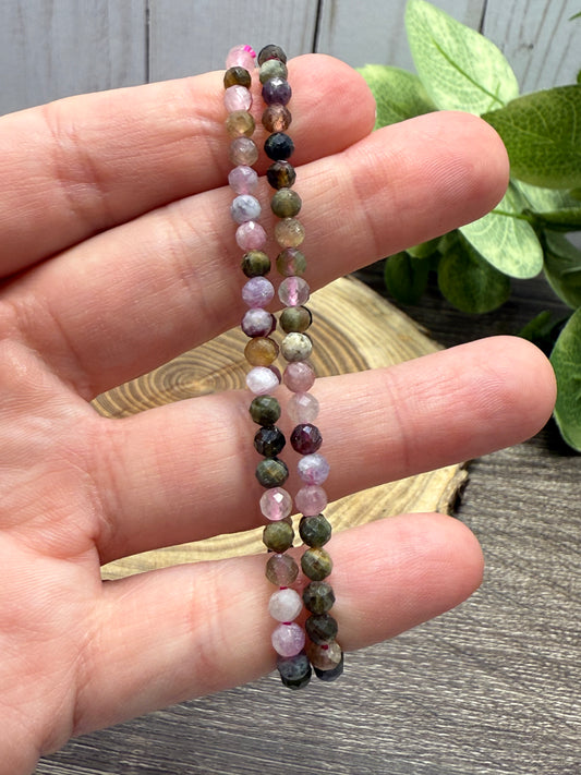 Watermelon Tourmaline - Faceted Bracelet 4 mm