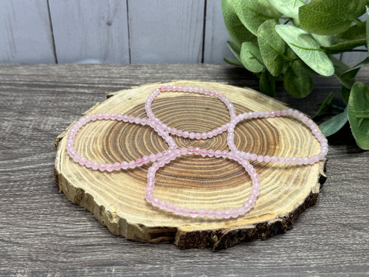 Rose Quartz - Faceted Bracelet 4 mm