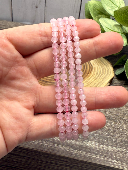 Rose Quartz - Faceted Bracelet 4 mm