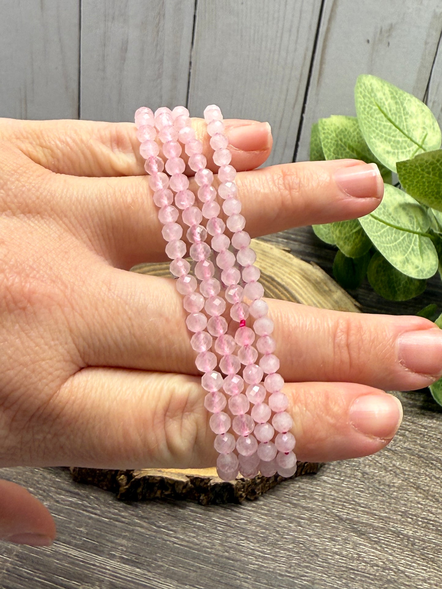 Rose Quartz - Faceted Bracelet 4 mm
