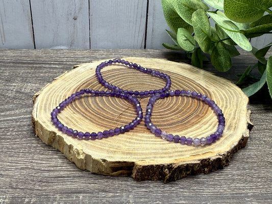 Amethyst (Darker) - Faceted Bracelet 4 mm