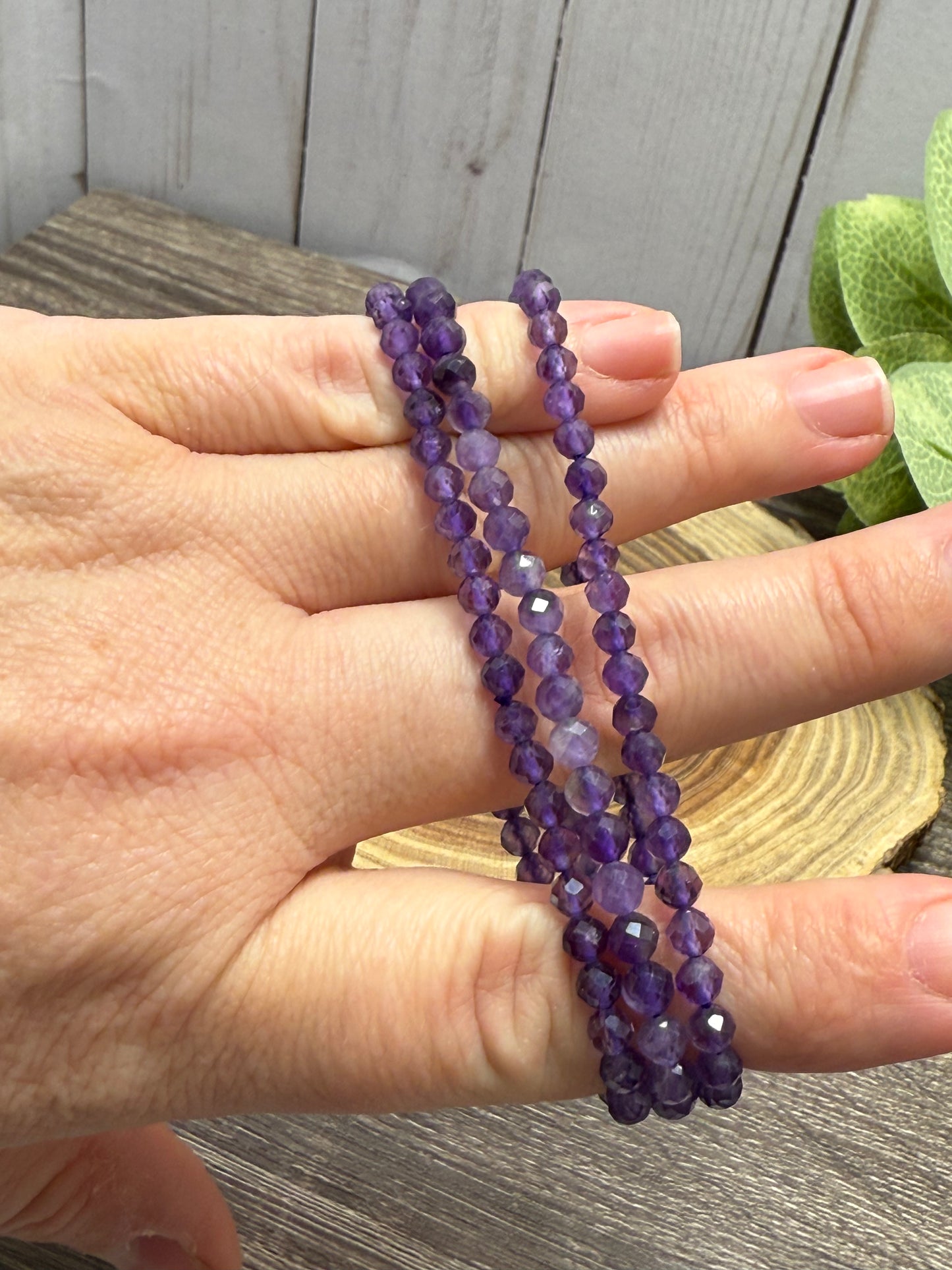 Amethyst (Darker) - Faceted Bracelet 4 mm