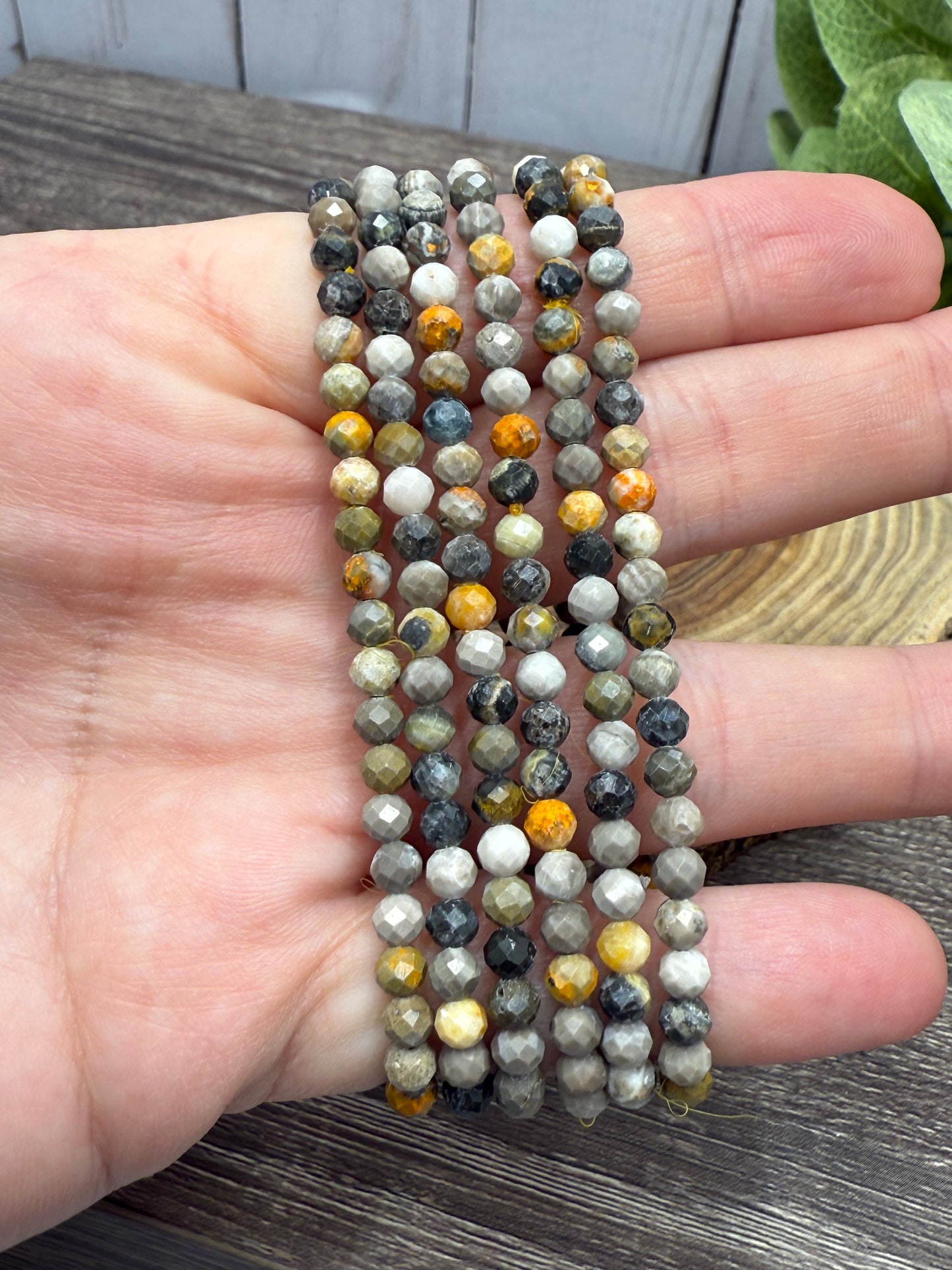 Bumble Bee Jasper - Faceted Bracelet 4 mm