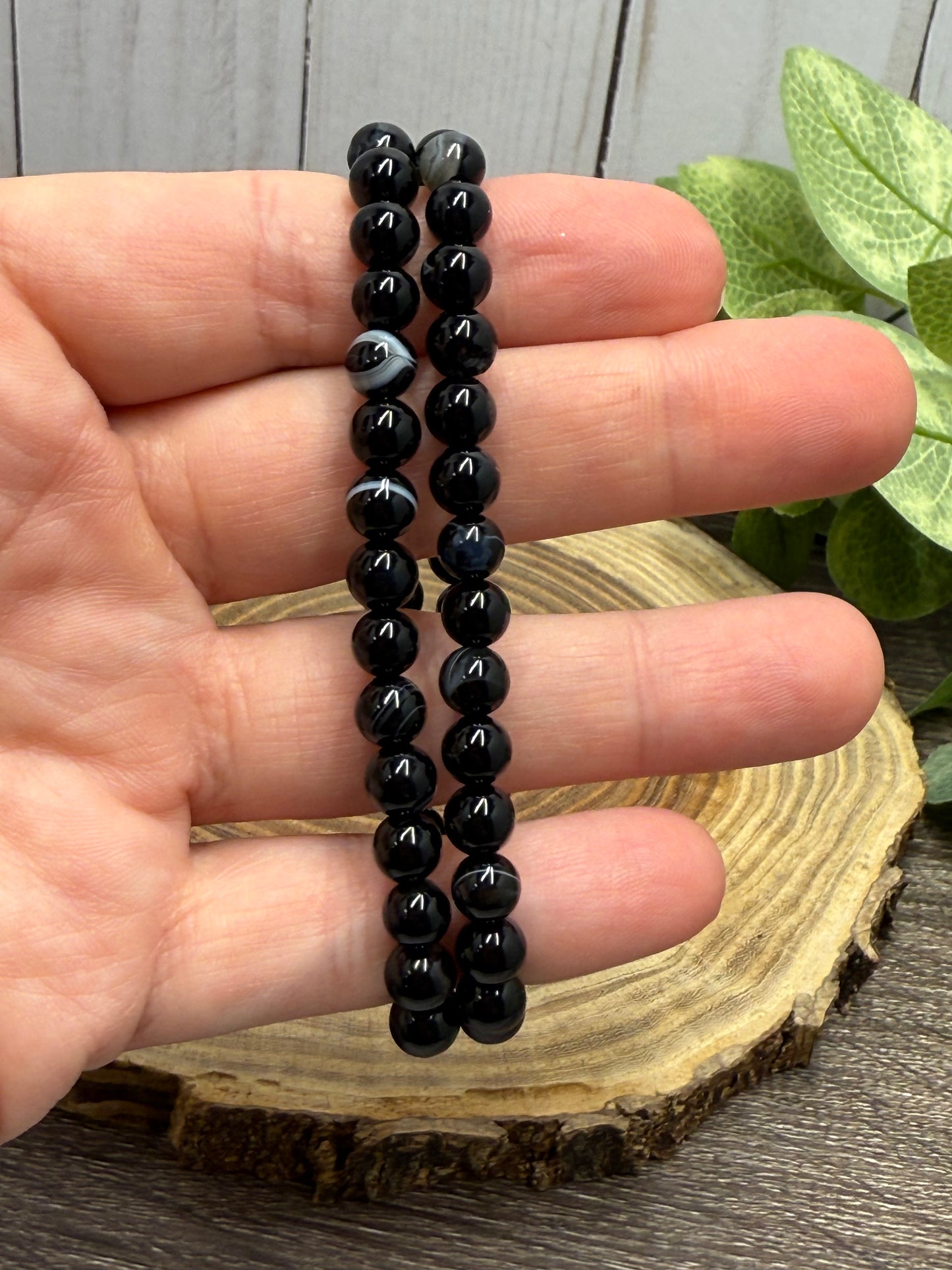 Orca Agate (Black) -  Bracelet 6 mm