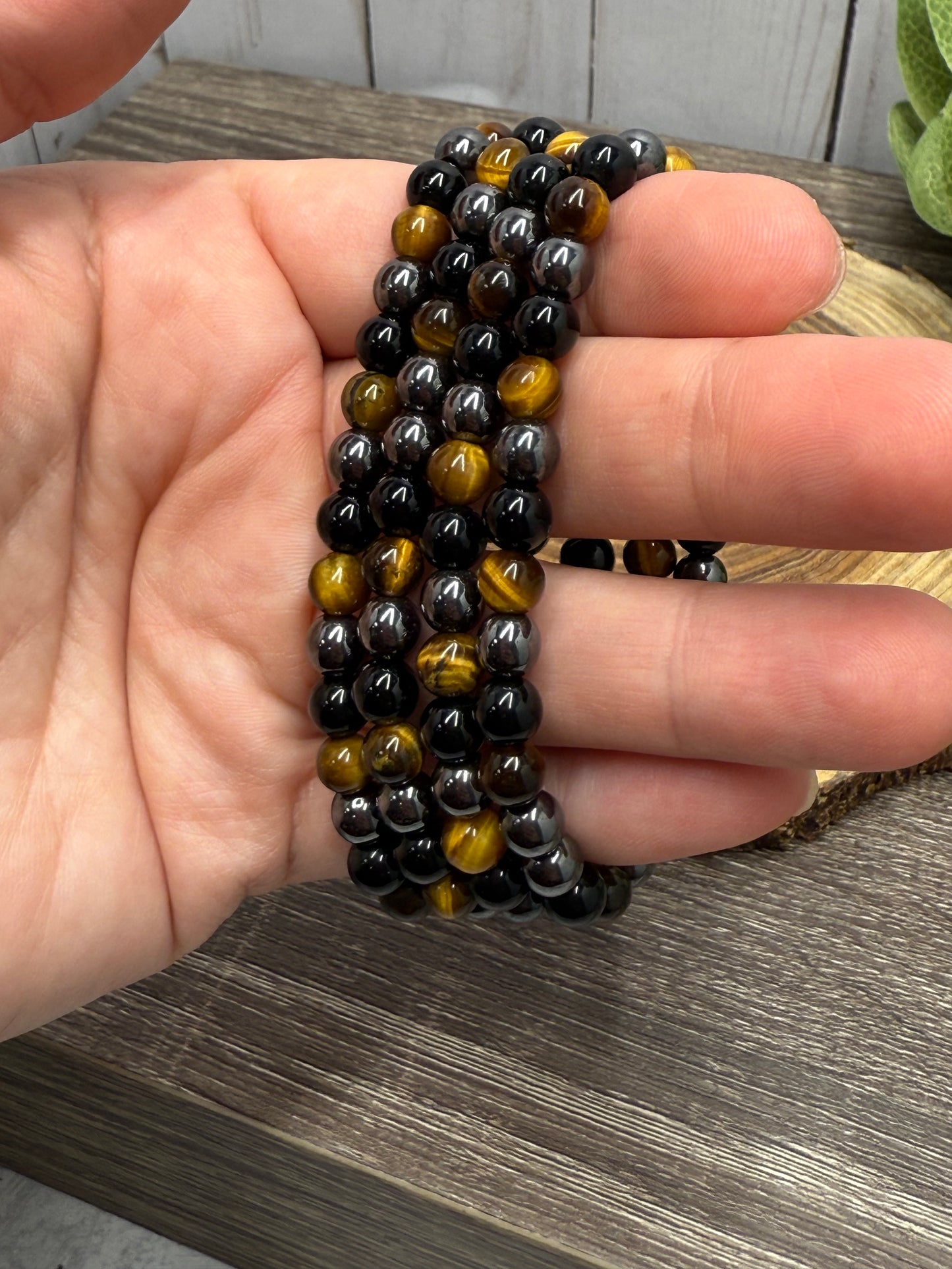 Hematite, Obsidian, Yellow Tigers Eye - Bracelet 6 mm