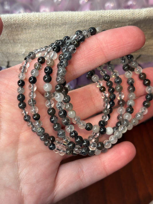 Tourmalated Quartz - Bracelet 4 mm