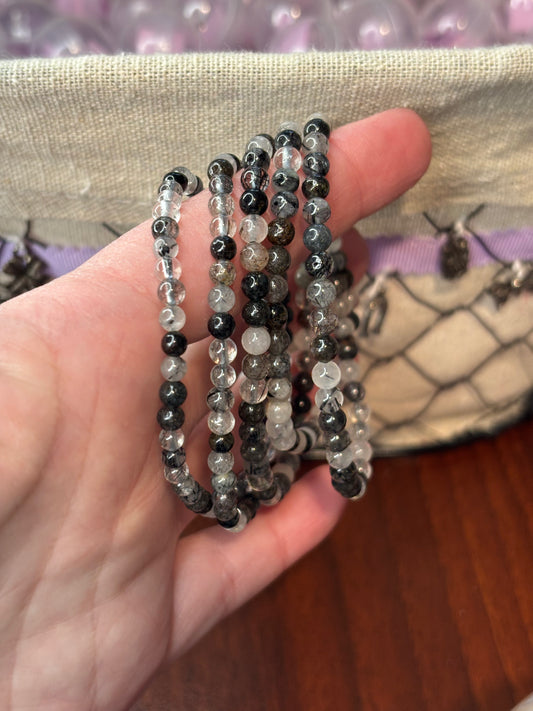 Tourmalated Quartz - Bracelet 4 mm
